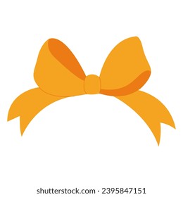Simple hand drawn ribbon bow collection. Yellow bow. Bowknot for decoration, big set of bowtie.