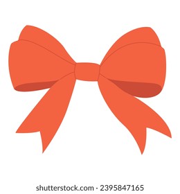 Simple hand drawn ribbon bow coquette bow. Orange bow.Bowknot for decoration, big set of bowtie.