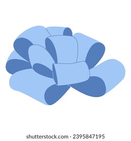 Simple hand drawn ribbon bow. Blue bow. Bowknot for decoration, big set of bowtie.