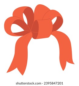 Simple hand drawn ribbon bow collection. Orange bow.Bowknot for decoration, big set of bowtie.