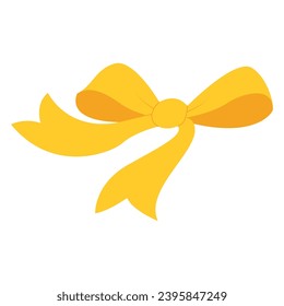 Simple hand drawn ribbon bow collection. Yellow bow. Bowknot for decoration, big set of bowtie.
