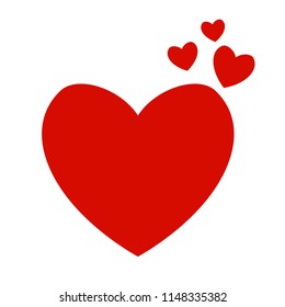 Simple Hand Drawn  Romantic Red Color Heart Icon Vector Illustration