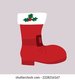 Simple hand drawn Santa boot doodle vector illustration.