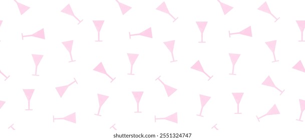 Einfaches, handgezeichnetes, nahtloses Muster mit Cocktails. Lustige endlose Prints mit rosa Martini-Drinks auf weißem Hintergrund. Infantile Style Party wiederholbares Design mit rosa Cocktailbrille. RGB