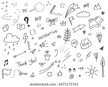 Simple hand drawn set decorative illustrations