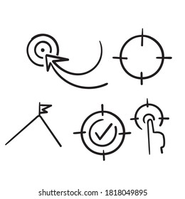 Simple hand drawn Set of Target and Goal Related Vector Line Icons,  doodle vector