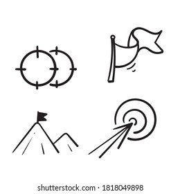 Simple hand drawn Set of Target and Goal Related Vector Line Icons,  doodle vector