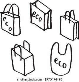 simple hand drawn shopping bag icon set