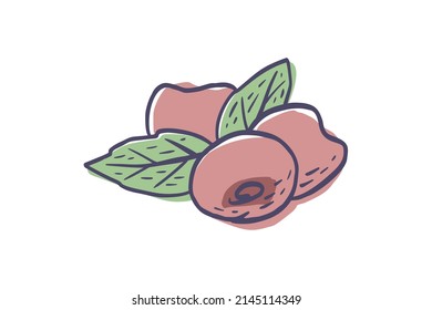 Simple hand drawn sketch of bright ripe cherries isolated on white background. Vector illustration EPS10