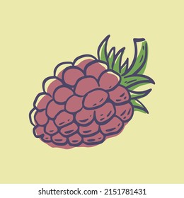 Simple hand drawn sketch of bright ripe raspberries isolated on white background. Vector illustration EPS10