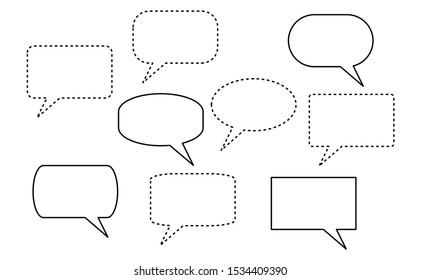 Simple hand drawn sketch bubble symbol for speak or speech message sign. Design of speech bubble text with mono colour. Shape of the bubble speak is regular.