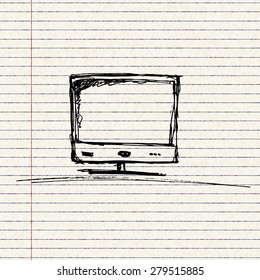 Simple hand drawn sketch of a computer monitor 