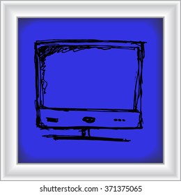 Simple hand drawn sketch of a computer monitor 
