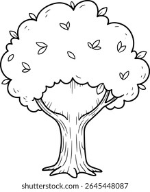 Simple hand drawn sketch line art deciduous tree clip art.