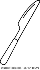 Simple hand drawn sketch line art table knife clip art.