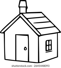 Simple hand drawn sketch line art classic house clip art.