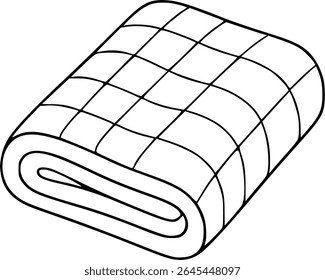 Simple hand drawn sketch line art checkered blanket clip art.