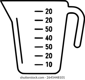 Simple hand drawn sketch line art measuring cup clip art.