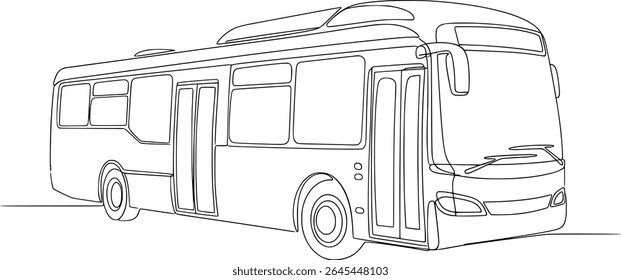 Simple hand drawn sketch line art city bus clip art.
