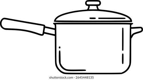 Simple hand drawn sketch line art cooking pot clip art.
