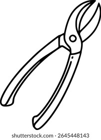 Simple hand drawn sketch line art pruning shears clip art.