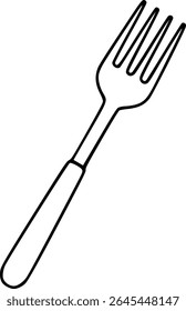 Simple hand drawn sketch line art dinner fork clip art.