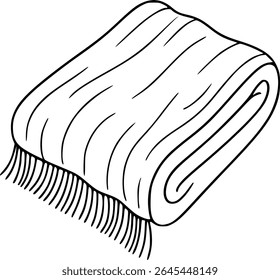 Simple hand drawn sketch line art warm cozy blanket clip art.