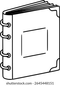 Simple hand drawn sketch line art blank book clip art.
