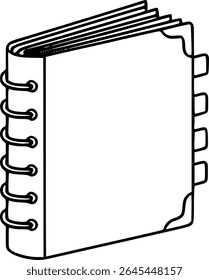 Simple hand drawn sketch line art spiral notebook clip art.
