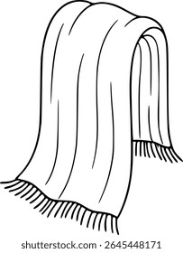 Simple hand drawn sketch line art hanging blanket clip art.