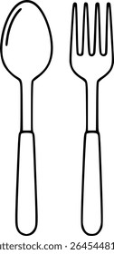 Simple hand drawn sketch line art cutlery set clip art.