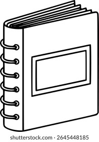 Simple hand drawn sketch line art closed notebook clip art.
