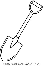 Simple hand drawn sketch line art shovel clip art.