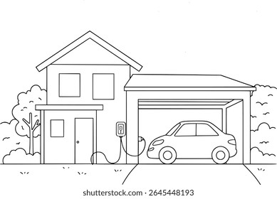 Simple hand drawn sketch line art cozy house clip art.
