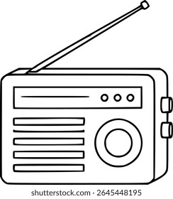 Simple hand drawn sketch line art radio receiver clip art.