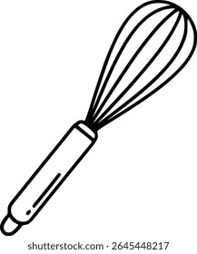 Simple hand drawn sketch line art whisk clip art.