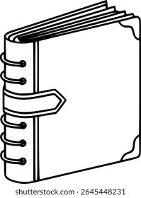 Simple hand drawn sketch line art diary journal clip art.