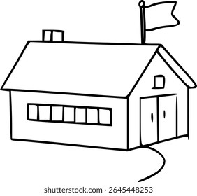 Simple hand drawn sketch line art small building clip art.