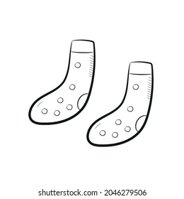 Simple hand drawn socks in doodle style. Isolated object on white background. Vector illustration.