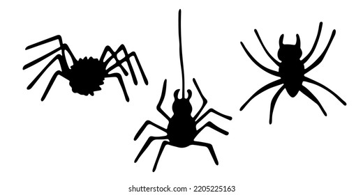 Simple Hand Drawn Spider Clipart. Halloween Doodle For Print, Web, Design, Decor, Logo