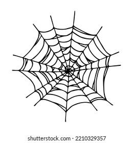 Simple hand drawn spider web illustration. Cute gossamer clipart. Halloween doodle for print, web, design, decor, logo