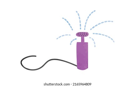 Simple hand drawn sprinkler watercolor vector illustration isolated on white background. Water sprinkler clipart. Cute sprinkler cartoon style. Gardening equipment clipart drawing