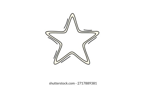 Forma de estrella dibujada a mano simple con líneas minimalistas y color beige suave sobre un fondo blanco limpio para motivos de diseño decorativo y celestial.