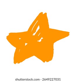 Simple hand drawn star vector illustration in orange color.