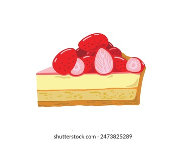 Ilustración simple dibujada a mano de tarta de fresa