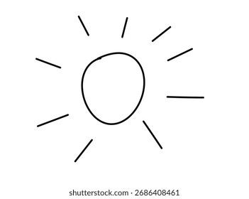 Simple hand drawn sun illustration on white background