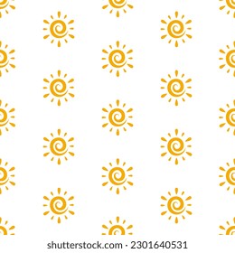 simple sol dibujado a mano sin soldadura vector de patrón, lindo fondo de patrón solar