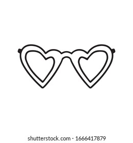 Sencillas gafas de sol dibujadas a mano. Un objeto aislado en fondo blanco. Dibujo de líneas. Gafas de perro. Diseño vectorial en blanco y negro. Icono, pictograma. 