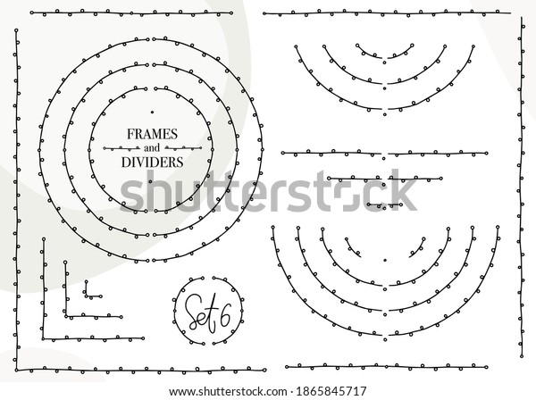 Simple hand drawn text dividers, minimalist circle\
frames, symmetrical laurel and border vector set for party\
invitation decor.