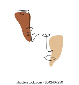 Sencillo retrato de línea abstracta de moda dibujado a mano. Composición abstracta. Impresión elegante para ropa, textiles y otros. Ilustración vectorial. rostro cubismo, dibujo de líneas, retrato de moda
